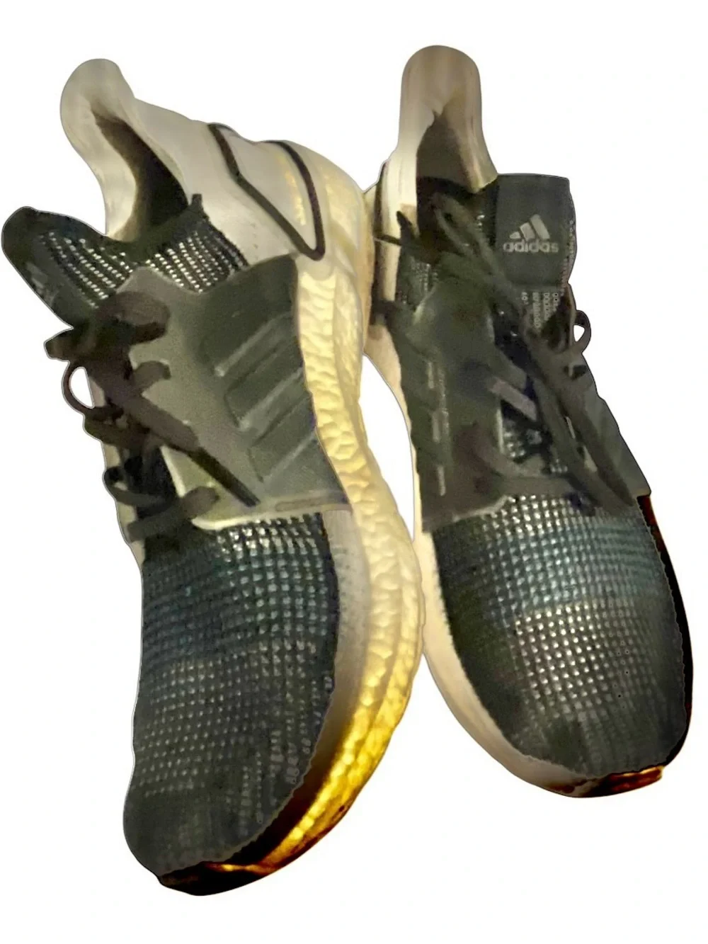 adidas Ultraboost 19 Black/Grey/Cyan Performance Running Sneakers size 12 School